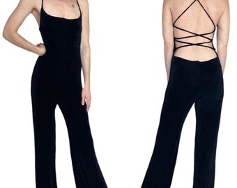 Vintage Y2K Fredrick’s of Hollywood Black Open Back Sexy Jumpsuit