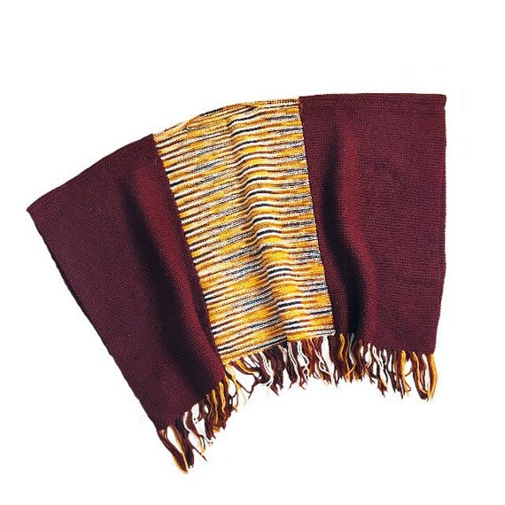 Vintage Brown & Gold Fringe Poncho