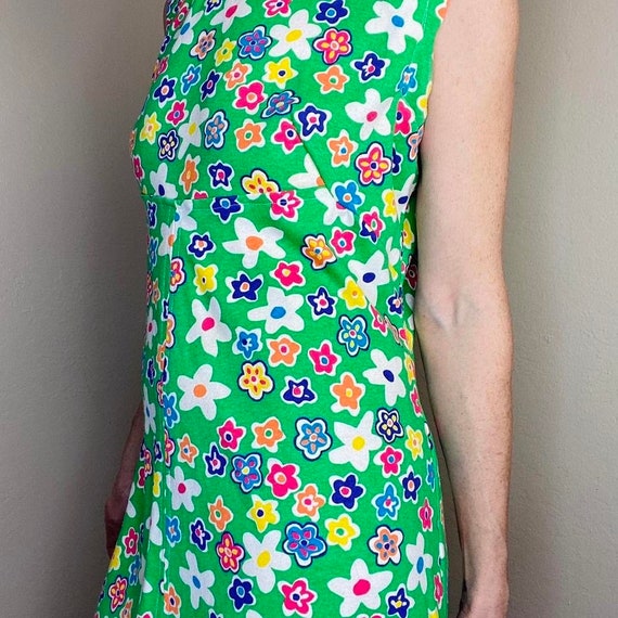 Vintage Handmade 90’s Green & Colorful Floral Tan… - image 5