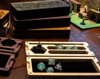 Dungeons Box™ Handmade D&D Dice Tray with Miniature Storage and Tablet Stand