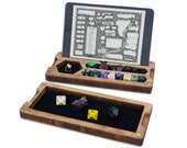Dungeons Box Ultimate Tabletop RPG Companion Solid Bamboo Hardwood Vault Wood Storage Tray for DnD Dice Miniatures Pencil Phone Tablet