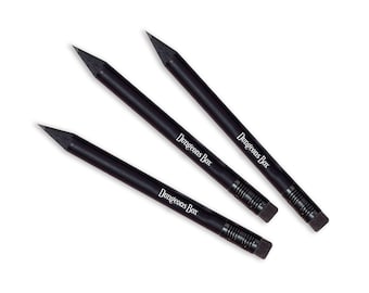 Dungeons Box • Mini Pencil 3 Pack • Matte Black Wood Dungeons Box Pencils with Eraser • 3 Pencil Set