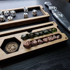 Dungeons Box™ D&D Dice Box • USA Made • Hero Dice Vault Handmade RPG • Bamboo Hardwood Dice Tray • Miniature Storage • Phone + Tablet Stand