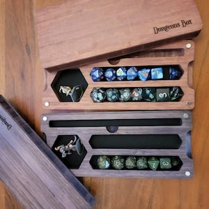 Dungeons Box™ D&D Dice Box • USA Made • Hero Dice Vault Handmade RPG • Bamboo Hardwood Dice Tray • Miniature Storage • Phone + Tablet Stand