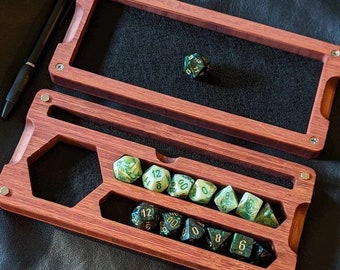 Dungeons Box™ D&D Dice Box • USA Made • Hero Dice Vault Handmade RPG • Bamboo Hardwood Dice Tray • Miniature Storage • Phone + Tablet Stand