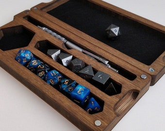 Dungeons Box™ D&D Dice Box • USA Made • Hero Dice Vault Handmade RPG • Bamboo Hardwood Dice Tray • Miniature Storage • Phone + Tablet Stand