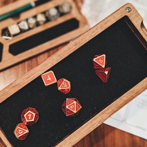 Dungeons Box™ D&D Dice Box • USA Made • Hero Dice Vault Handmade RPG • Bamboo Hardwood Dice Tray • Miniature Storage • Phone + Tablet Stand