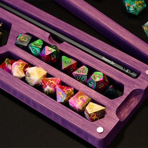 Dungeons Box™ D&D Dice Box • USA Made • Hero Vault Dice Tray Handmade RPG • Hardwood Dice Vault • Miniature Storage • Phone + Tablet Stand