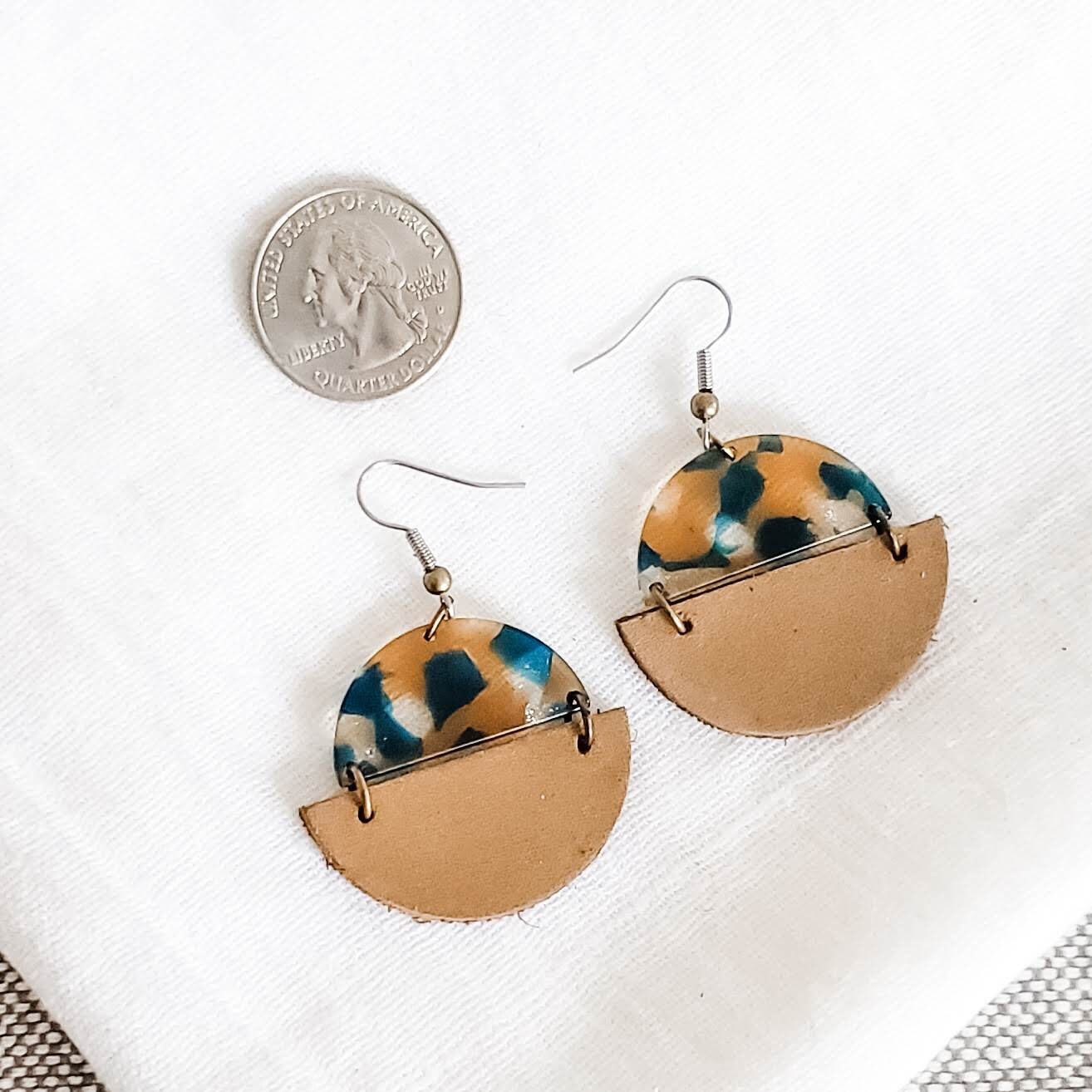 Semi Circle Shape Acrylic Dangle Earrings