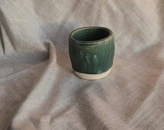 Grass Green Sake Cup — Handmade Wheel Thrown Stoneware