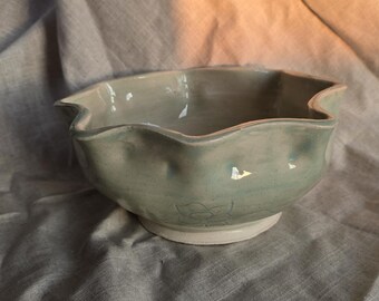 XL Ceramic Salad Bowl — Handmade Wheel Thrown Serving Bowl