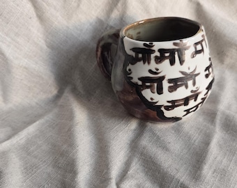 Ma Calligraphy Mug -  Hand Painted Wheel Thrown Stoneware