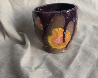 Marigold Ceramic Cup — Hand Painted Wheel Thrown Stoneware