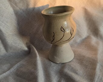 Botanical Leaves Goblet — Hand Painted Wheel Thrown Stoneware