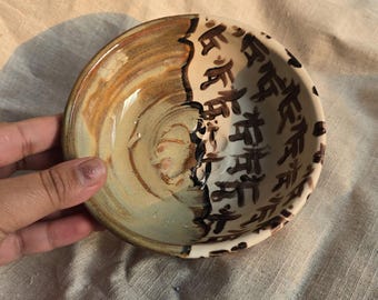 Ma Calligraphy Ceramic Plate — Hand Painted Wheel Thrown Pottery