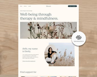 Boho Minimal Squarespace Website Template: Therapist & Coach