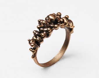 Bubble ring | wedding ring with bubbles, ring balls. Thin ring. Irregular ring. Handmade ring. Bronze casting