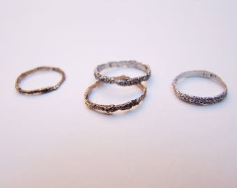 Bronze and Silver Rings. For men and women, minimal, stackable rings. Moon ring, celtic ring, viking. Irregular.