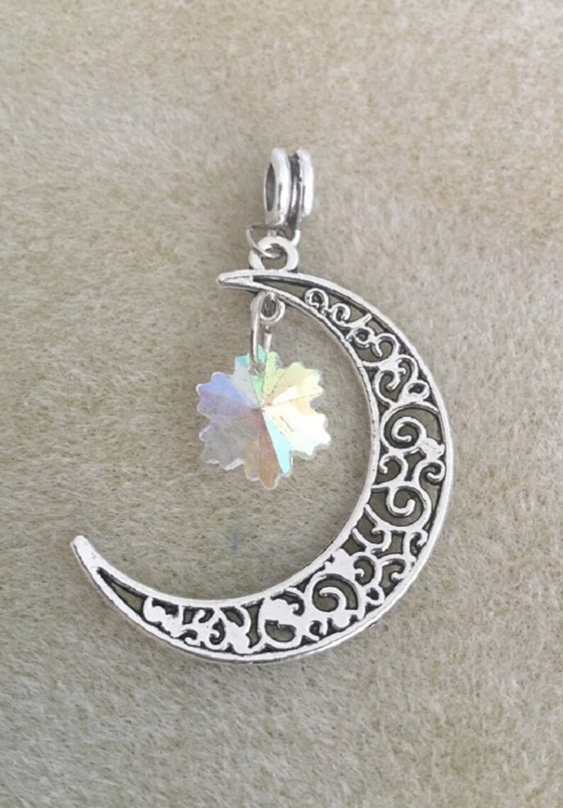 Antique Finish Moon Dangle Charm Jewellery Making X10 **UK SELLER**