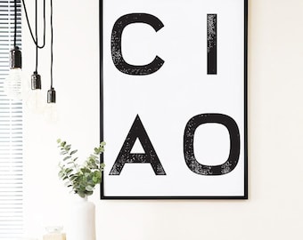 ciao wall decor pdf, ciao pdf, italian pdf, italy pdf, ciao, modern, wall art, printable, wall decor, Italian, Ciao bella, Ciao