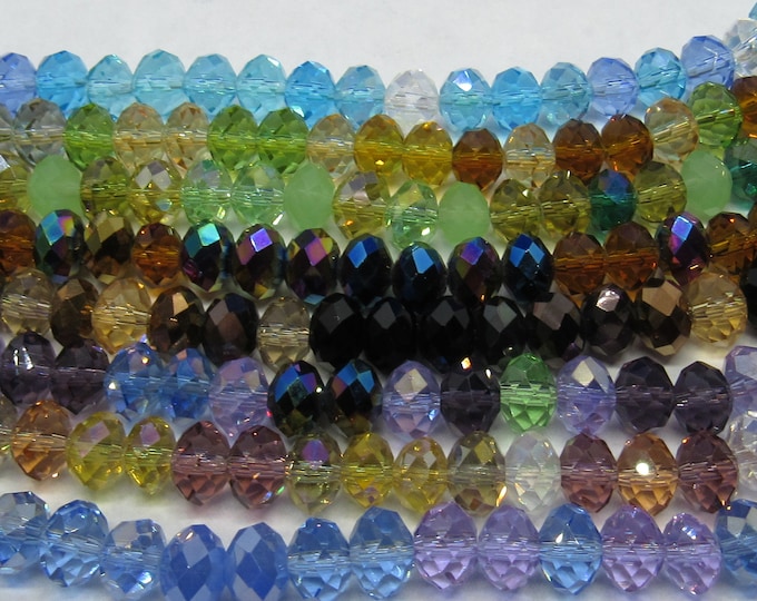 Choice of Color 1 Strand Faceted 8x5mm Rondelle Tiara Glass Crystal Beads (A160b-i)