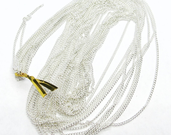 5M Silver Plated Tone Copper Curb Link Chain 1.7x1.3mm   (A214h)