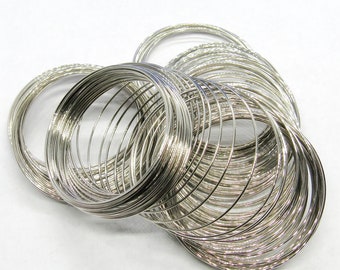200 Loops Small Child (infant) Size Silver Tone Steel Memory Wire 40-45mm/.8mm  (A94d/bu16)