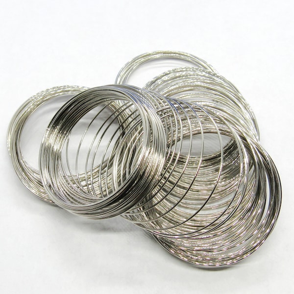 200 Loops Small Child (infant) Size Silver Tone Steel Memory Wire 40-45mm/.8mm  (A94d)