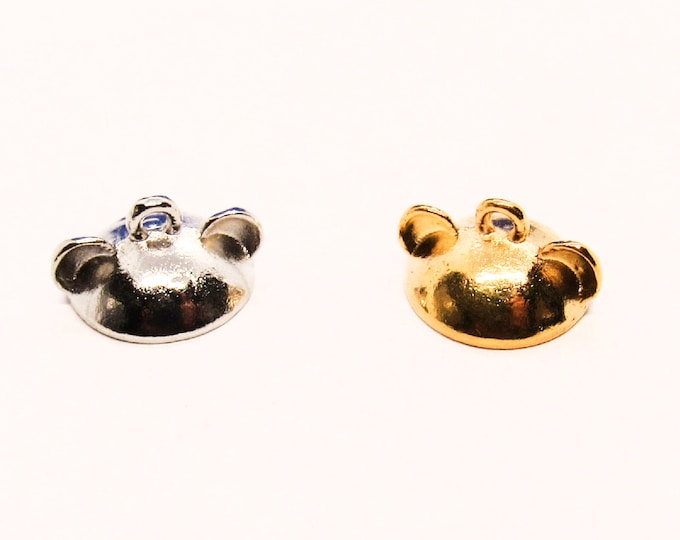 Choice of Color 5 Bear Ear Bead Caps 16x8mm (Fits 14mm Beads)  (A173g/h)