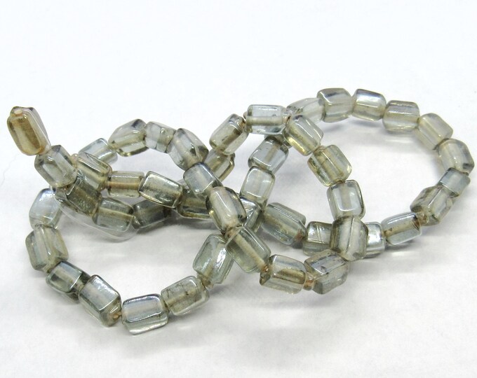 1 Strand 8x6mm Glass Rectangular Beads - Black Diamond (A170r)