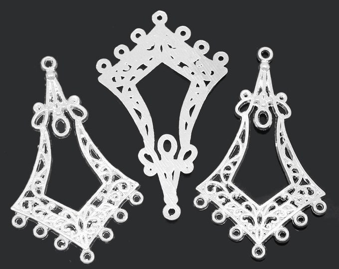 Silver Plated 1 to 7  Filigree Teardrop Chandelier Links 44x27mm (A251l/m)