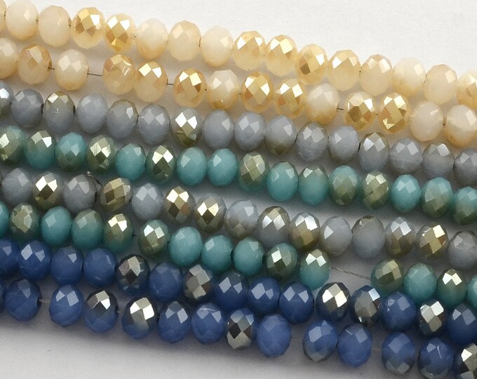 Choice of Color 1 Strand 8x5mm Half Plated Imitation Jade Faceted Glass Rondelle Beads (A238k1-5)