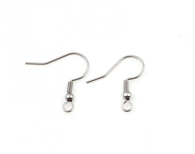 25 Pr (50pcs) 304 Stainless Steel Hook Ear Wires 21x20mm-21g  (A351h)
