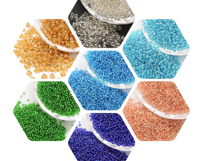 Choice of Color 45G 6/0 Silver Lined Transparent Glass Seed Beads