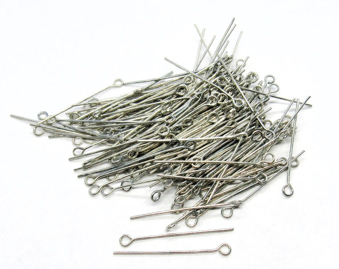 450 Silver Tone Alloy Eye Pins 30mm/21g  (A77f/bu12)
