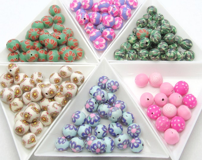 Choice of Color 20 Handmade 8mm Round Polymer Clay Beads (A377a-g)