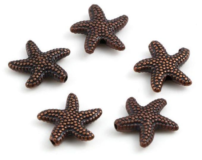 20 Antique Bronze Alloy Starfish Shaped Spacer Beads 14x13.5mm  (A514c)