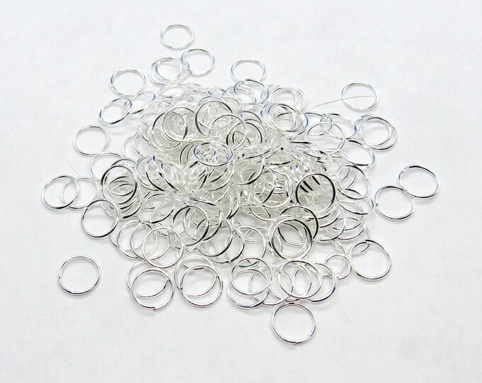 400 Silver Plated Opened Jump Rings 8mm x .7mm  (A96b)