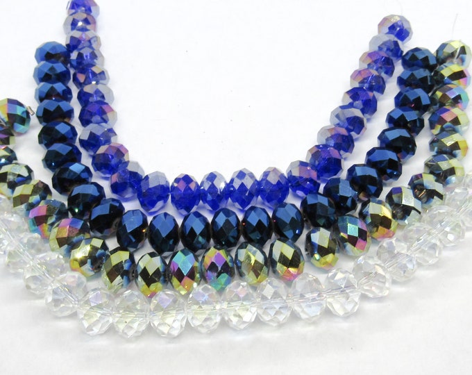 Choice of Color 1 Strand Faceted 12x8mm Rondelle Tiara Glass Crystal Beads (A193i-L)