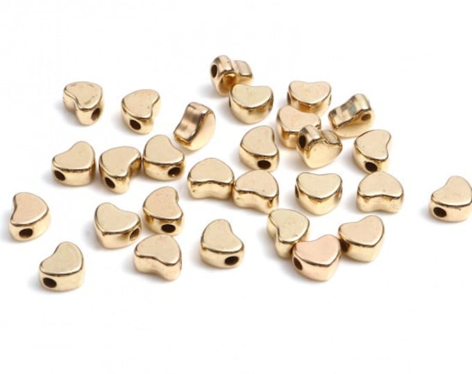 20 Gold Plated Alloy Heart Shaped Spacer Beads 7x6mm  (A366m)