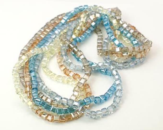 Choice of Color 1 Strand 4x4mm Faceted Electroplate Glass Cube Beads (A455a-k)