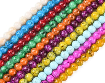 Wholesale Lot of 10 Strands 8mm Assorted Color Baking Painted Drawbench Glass Beads (Desk O-a)