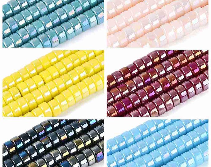 Choice of Color AB Color Plated Flat Round 6x3mm Glass Beads