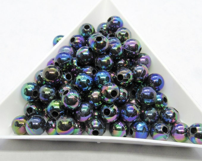 150 Multi Colored 6mm Plating Acrylic Round Beads (A171e)