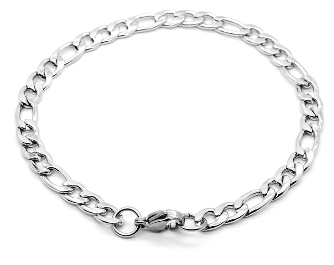 1 (304) Stainless Steel 3:1 Figaro Chain Bracelet 7.5"  (A251k)