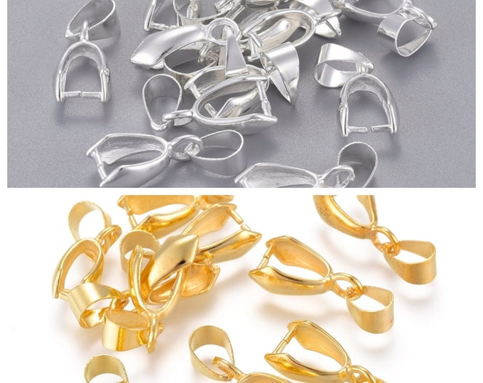 Choice of Tone Color 20 Brass Ice Pick Pinch Bails Bail 14mm x 7mm (A399a/b)