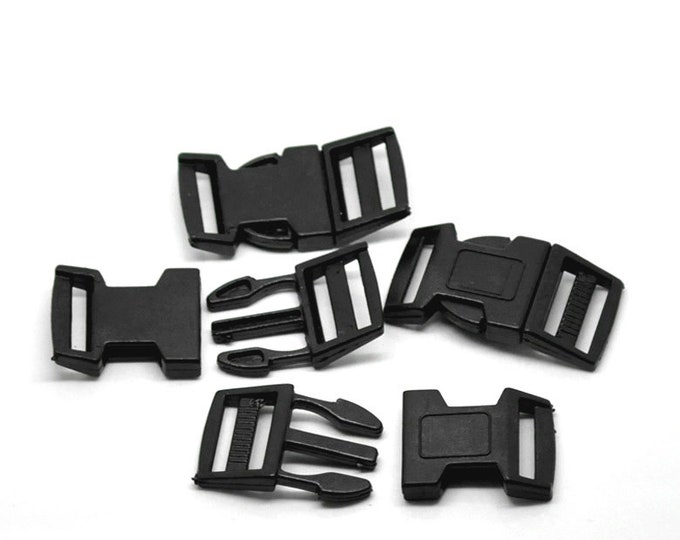 300 Sets Black Plastic Buckles for Paracord/Survival Jewelry, 2" x 1" (bu)