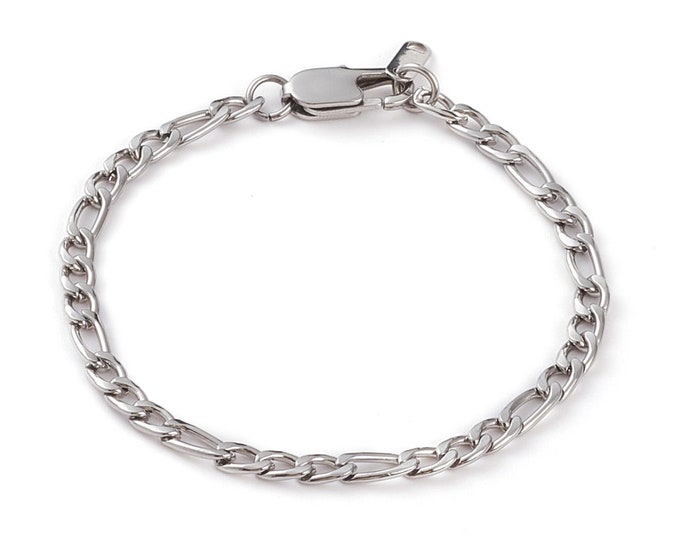 1 (304) Stainless Steel Figaro Chain Bracelet 7.5"  (A292u)
