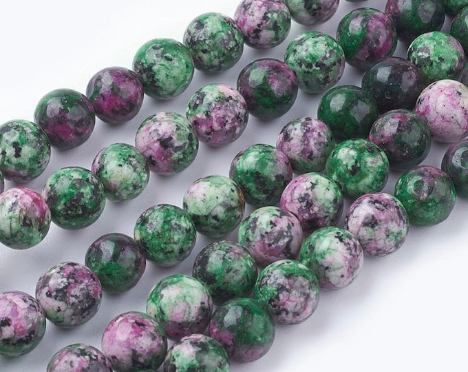 1 Strand Round 8mm Imitation Ruby Zoisite Gemstone Beads (A306d)