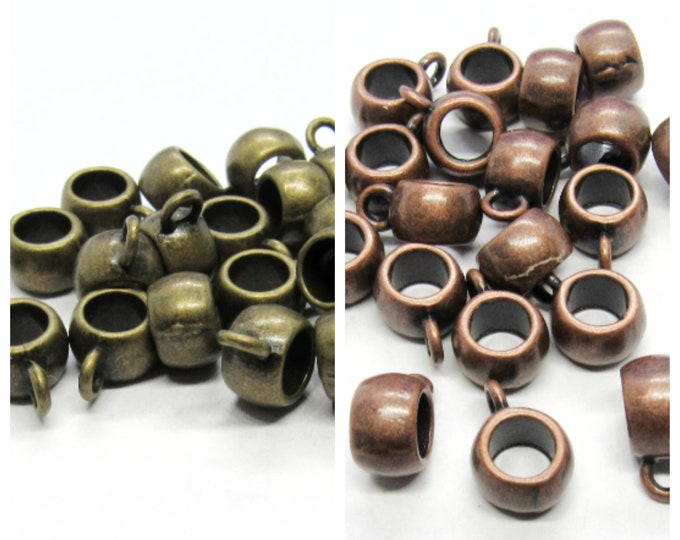 20 Choice of Tone 11 x 8mm Alloy Carved Smooth Round Pendant Bails  (A156g/143k)
